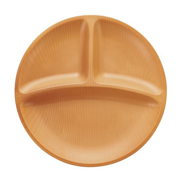 台和 仕切り皿 25cm3ツ仕切プレート ライトブラウン WD-15-LBR 1枚(ご注文単位1枚)【直送品】