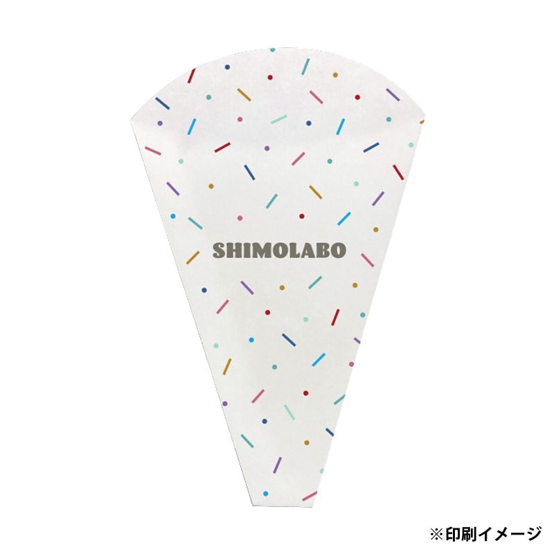 【オリジナル印刷】特注クレープ三角袋 122×186mm　ミシン目入り 4色カラー印刷　8000枚