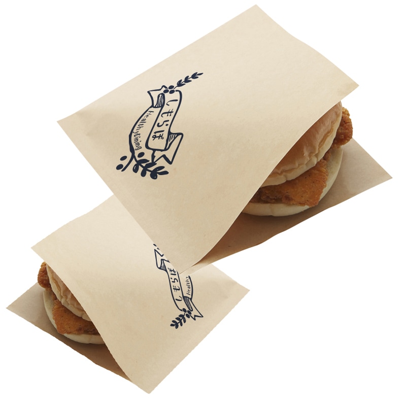 【オリジナル印刷】バーガー袋 20,000枚 Lサイズ 茶紙 両面1色印刷ベタ無 20000枚