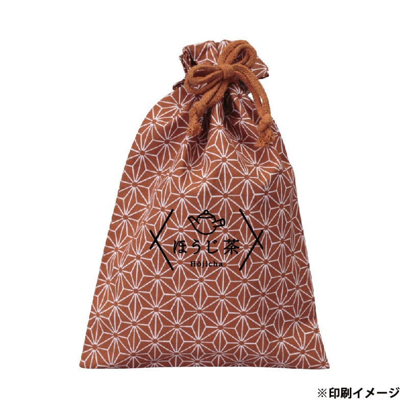 【オリジナル印刷】コットン巾着片面1色印刷 小 麻の葉柄3色 青海波柄3色 VN1726 ロット100枚