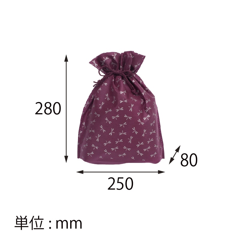 【オリジナル印刷】不織布和風巾着片面1色印刷 市松6色檜垣5色矢絣5色蜻蛉10色 SW2528 ロット1000枚