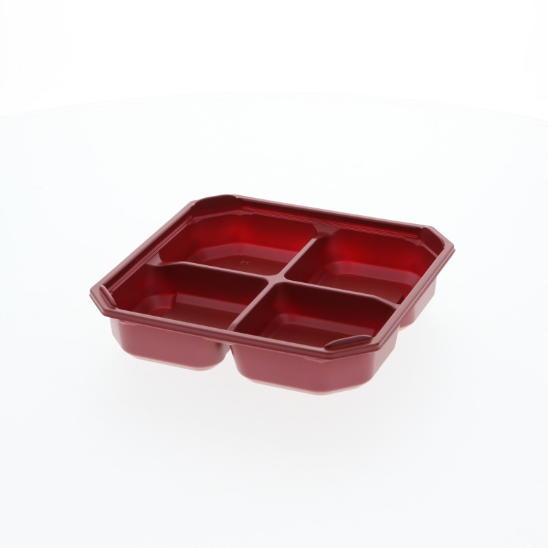 【オリジナル印刷】弁当容器　ワン折重 隅切50C 赤底　400枚　パーツのみ・名入れ不可