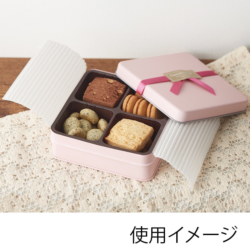 【オリジナル印刷】特注スクエア缶 シルク1色印刷 ローズピンク　60個