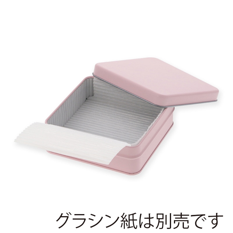 【オリジナル印刷】特注スクエア缶 フルカラー4色印刷（＋白印刷） ストロベリーレッド　60個