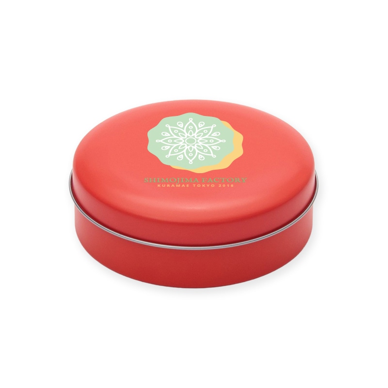 【オリジナル印刷】特注ラウンド缶 フルカラー4色印刷（＋白印刷） ストロベリーレッド　150個