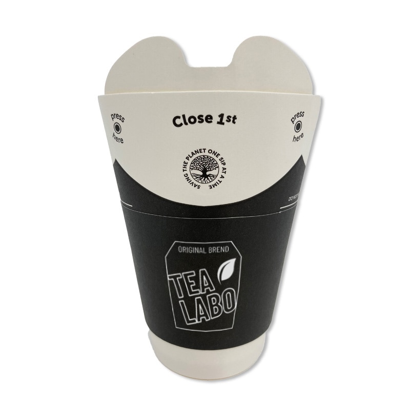 【オリジナル印刷】特注バタフライカップ 8oz（250ml）ブラックダブル 1色印刷　500個