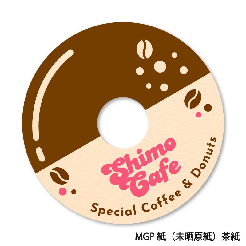 【オリジナル印刷】テイクアウトコースター２色ベタ茶紙 丸型厚み1.2mm　3000枚