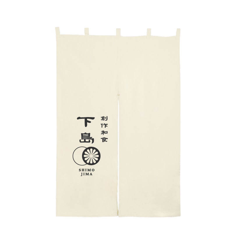 【オリジナル印刷】のれん 天竺半間　　生成生地 Cプリント　黒1色印刷　1枚