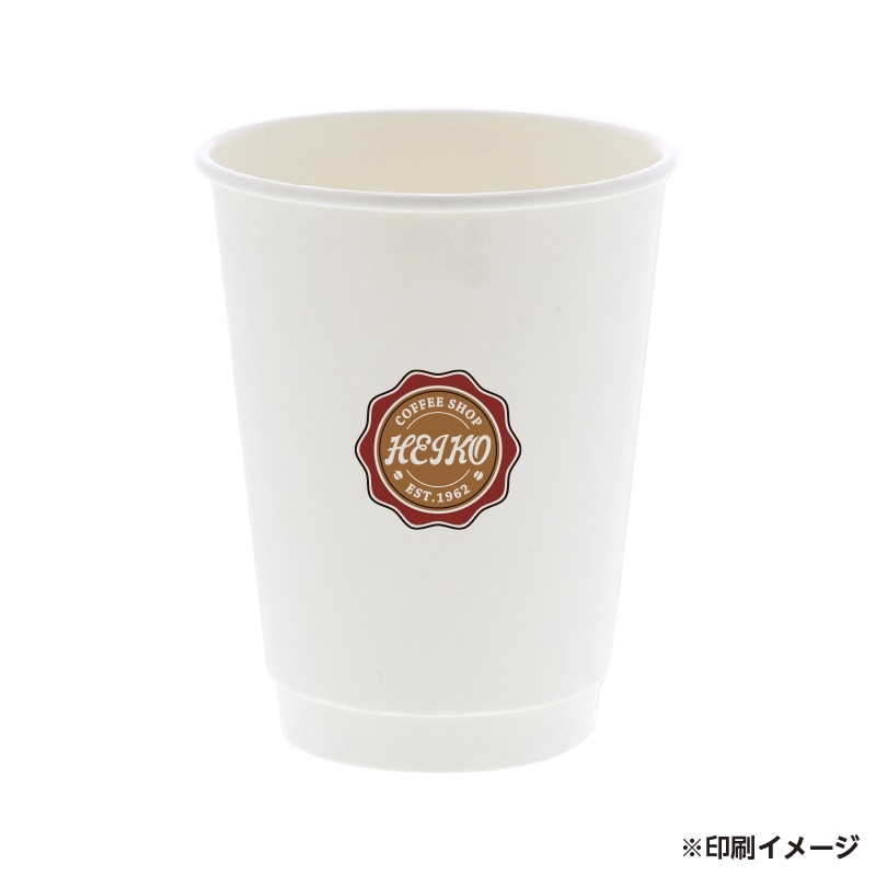 【オリジナル印刷】二重断熱カップ 12オンス 410ml ホワイト フルカラー印刷 3000個