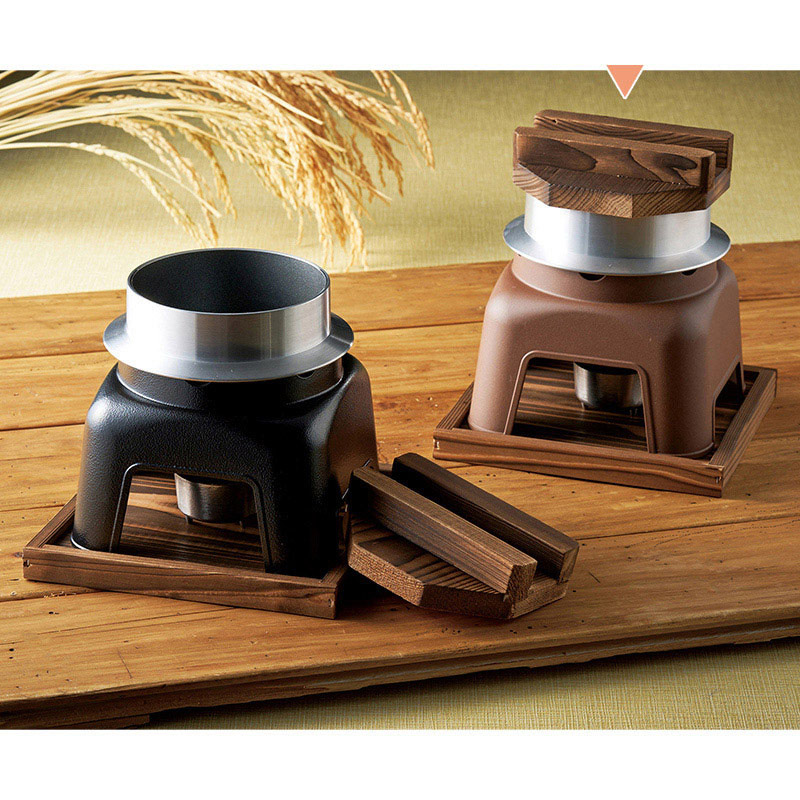 マイン お釜かまどセット 木製蓋・敷板付 大 素焼き茶 M10-125 1セット（ご注文単位1セット）【直送品】