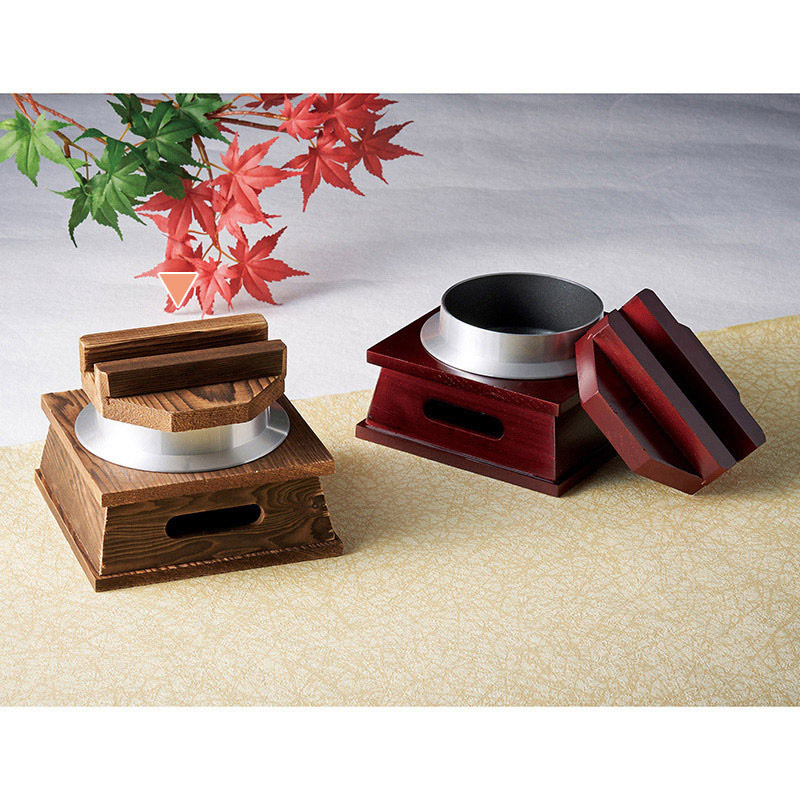 マイン 釜めしセット 木製蓋・釜台付 中 焼杉 M10-298 1セット（ご注文単位1セット）【直送品】