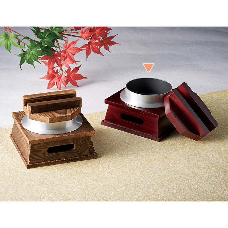 マイン 釜めしセット 木製蓋・釜台付 中 ブラウン M10-300 1セット（ご注文単位1セット）【直送品】