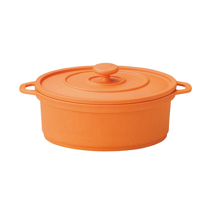 マイン 耐熱樹脂鍋 ミニココ オーバル 大 オレンジ M11-295 1個（ご注文単位1個）【直送品】