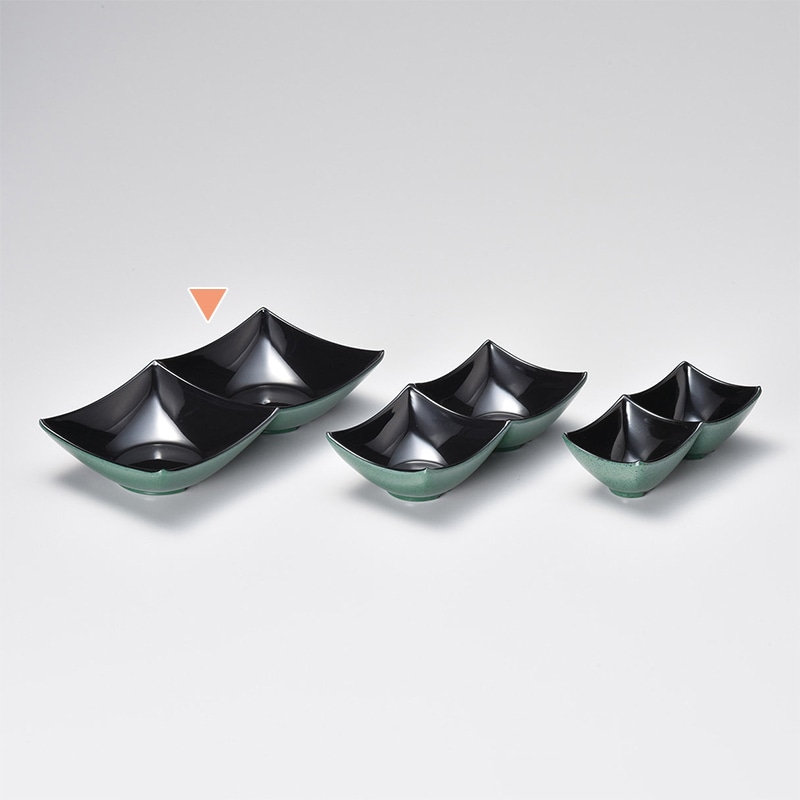 マイン メラミン二連小皿 大 緑 M11-552 1個(ご注文単位5個)【直送品】