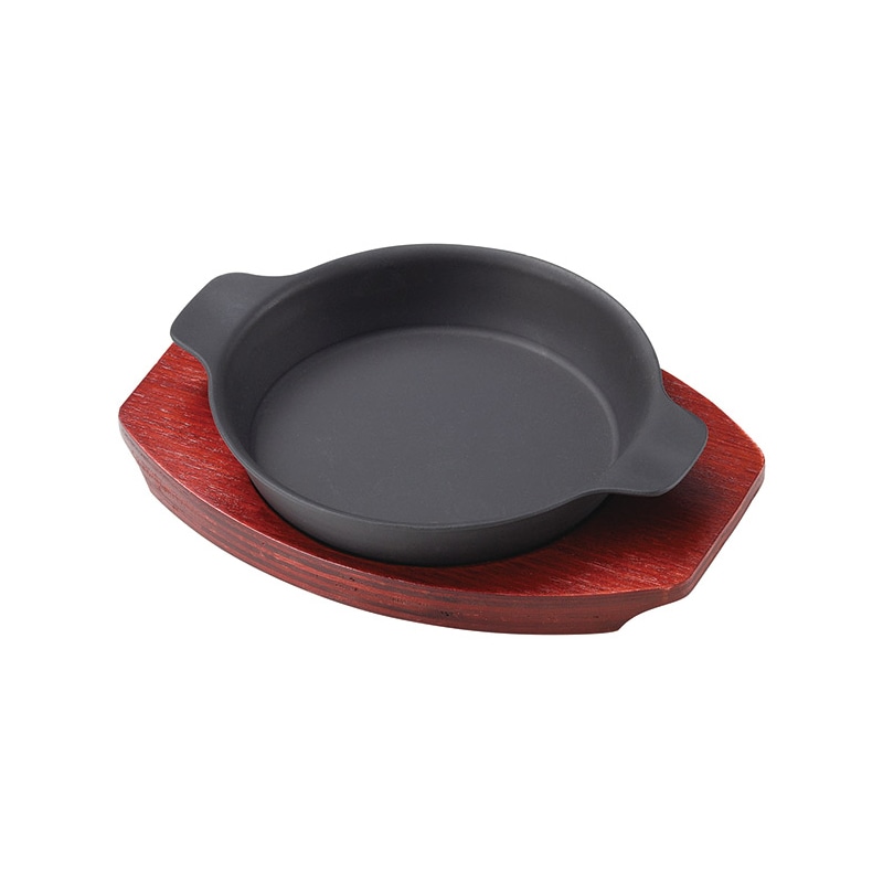 マイン 鉄製グラタン皿 木台セット 小 M20-735 1セット(ご注文単位1セット)【直送品】