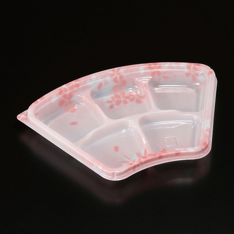 スミ 食品容器 エスコン 本体 扇5コ仕切 織桜 100個/袋（ご注文単位15袋）【直送品】