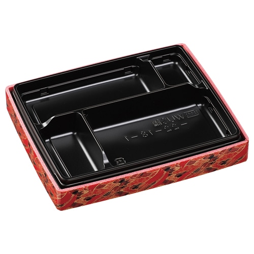 エフピコ 折箱弁当容器 WUS膳 本体 22-18-1(39) 天平赤黒 25枚/袋(ご注文単位12袋)【直送品】