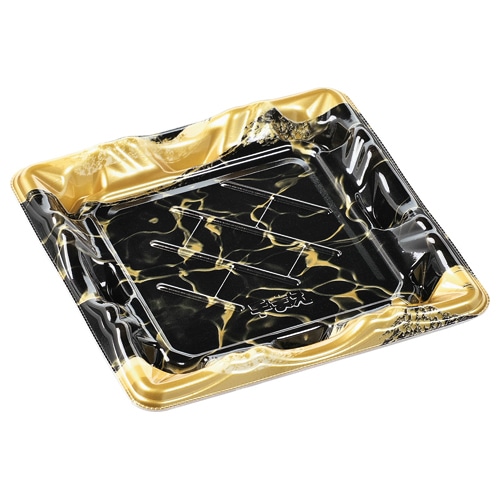 エフピコ 寿司容器 大波皿 本体 3-3 黒なぎ金 50枚/袋(ご注文単位18袋)【直送品】