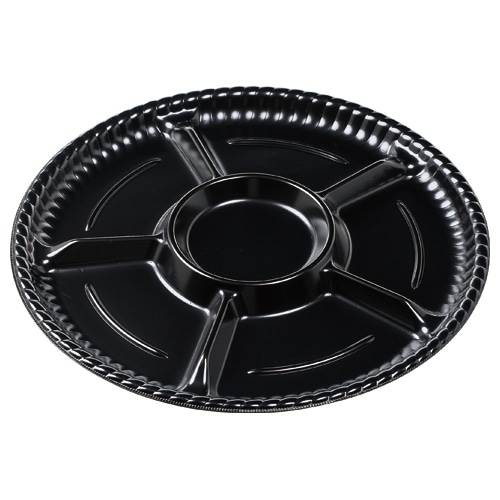 エフピコ オードブル容器　ティアラプラッター　本体 丸50 黒 10枚/袋（ご注文単位10袋）【直送品】