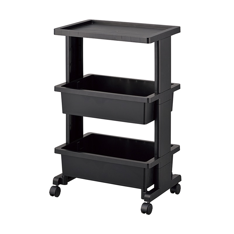 JEJアステージ リセスタイル　テーブルワゴン 3段 ブラック 1個（ご注文単位6個）【直送品】