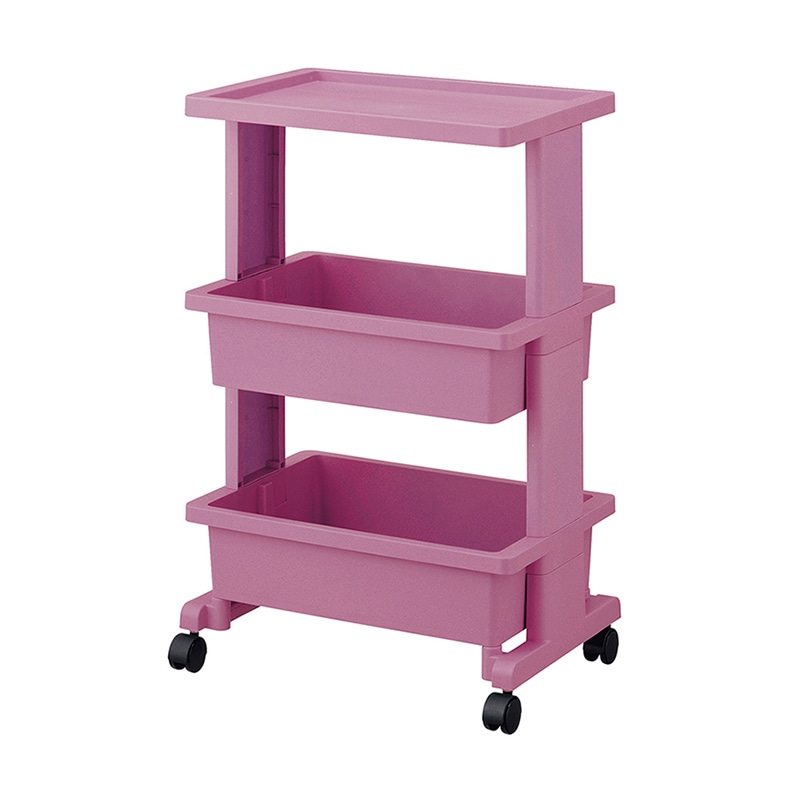 JEJアステージ リセスタイル　テーブルワゴン 3段 ピンクグレー 1個（ご注文単位6個）【直送品】