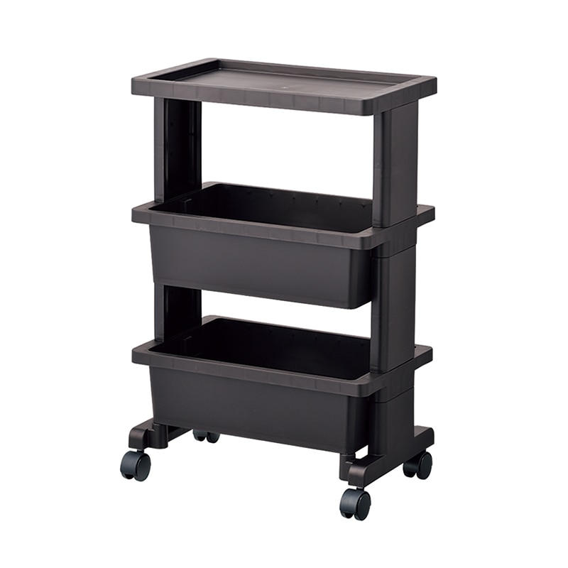 JEJアステージ リセスタイル　テーブルワゴン　ミニ 3段 ブラック 1個（ご注文単位6個）【直送品】