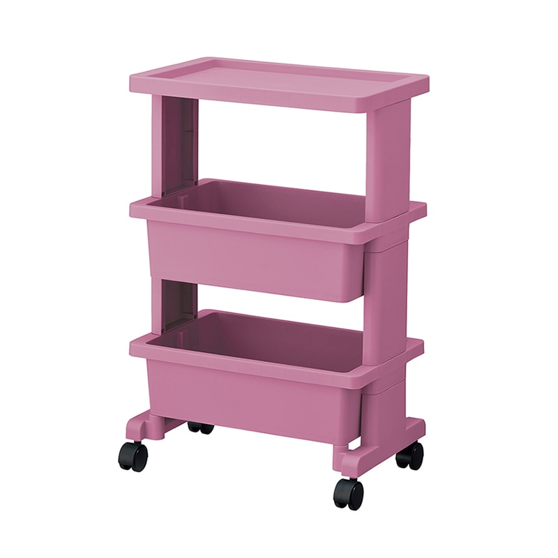 JEJアステージ リセスタイル　テーブルワゴン　ミニ 3段 ピンクグレー 1個（ご注文単位6個）【直送品】