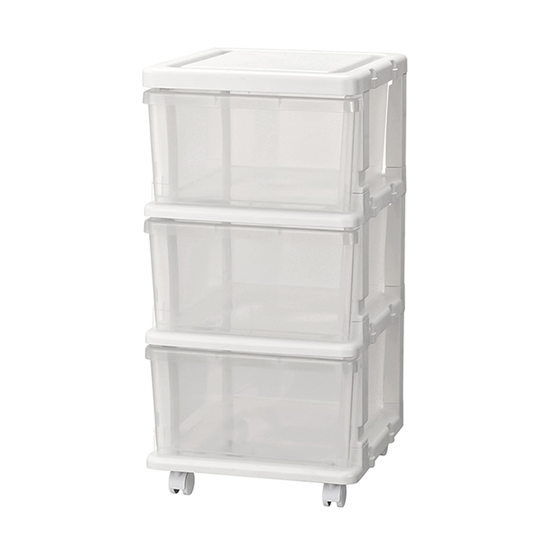 JEJアステージ チェスト　シーズユニット 3段 WHクリア 1個（ご注文単位4個）【直送品】