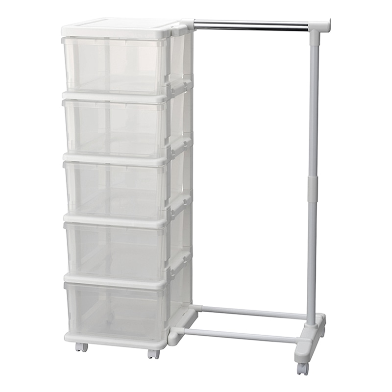 JEJアステージ チェスト　シーズユニット 5段　ハンガー付 WHクリア 1個（ご注文単位2個）【直送品】