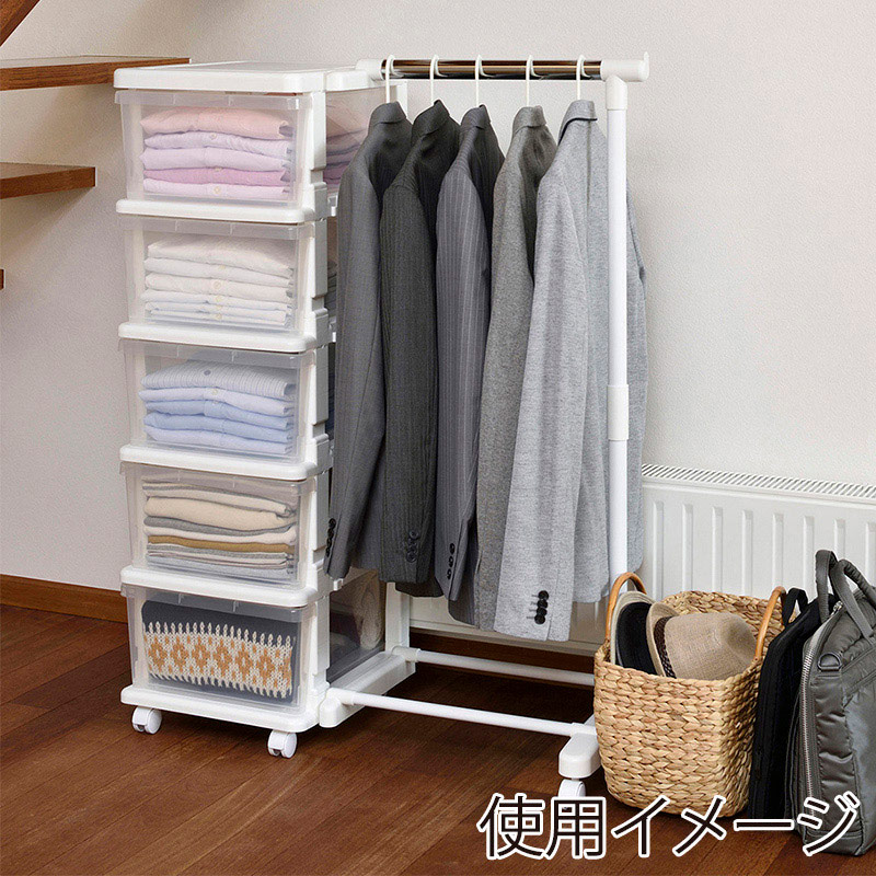 JEJアステージ チェスト　シーズユニット 5段　ハンガー付 WHクリア 1個（ご注文単位2個）【直送品】