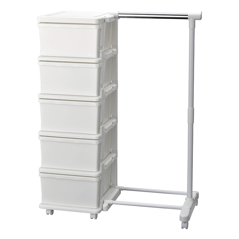 JEJアステージ チェスト　シーズユニット 5段　ハンガー付 WHホワイト 1個（ご注文単位2個）【直送品】