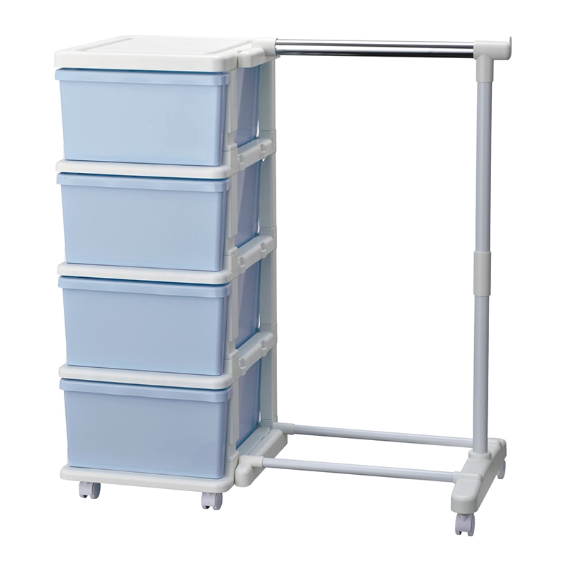 JEJアステージ チェスト　カラーシーズユニット 4段　ハンガー付 WHブルー 1個（ご注文単位3個）【直送品】