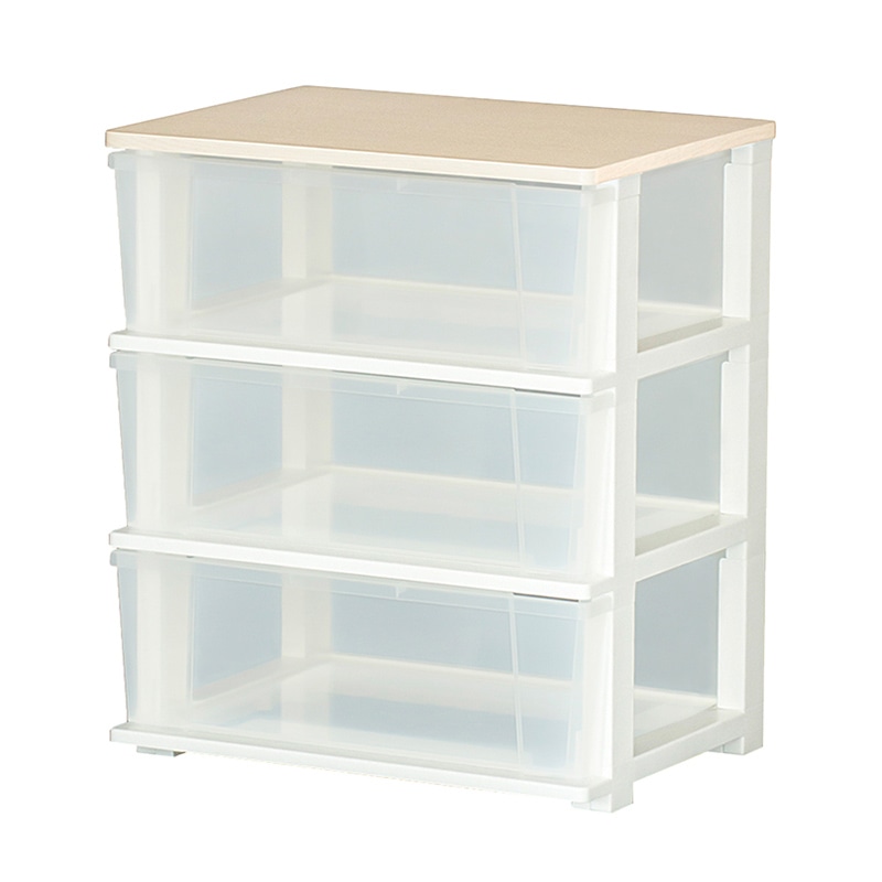 JEJアステージ ピット　木製天板ワイドチェスト 3段 ホワイト 1個（ご注文単位2個）【直送品】