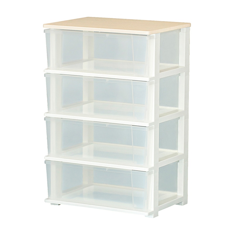 JEJアステージ ピット　木製天板ワイドチェスト 4段 ホワイト 1個（ご注文単位2個）【直送品】