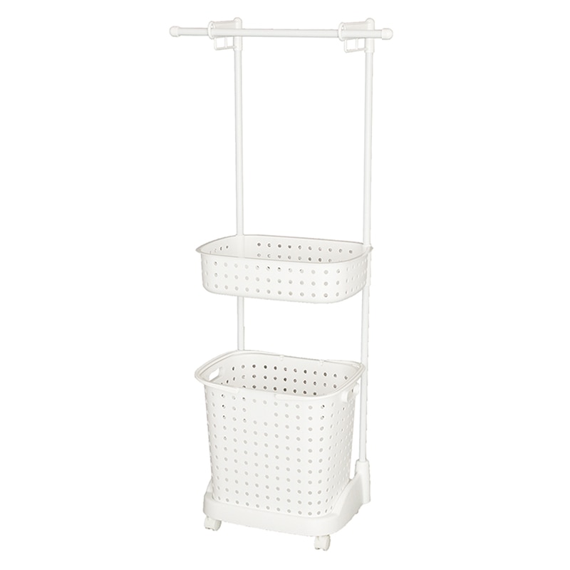 JEJアステージ レクエア ランドリーバスケット ハンガー付 ホワイト 1個(ご注文単位4個)【直送品】