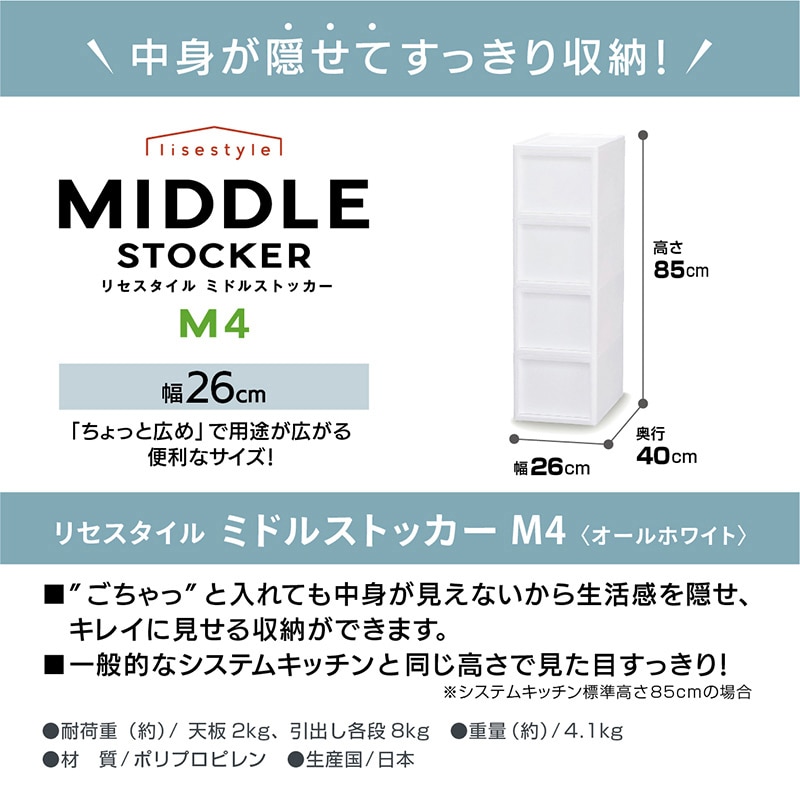 JEJアステージ リセスタイル　ミドルストッカー M4 オールホワイト 1個（ご注文単位2個）【直送品】