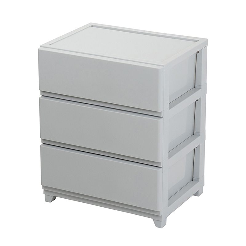 JEJアステージ チェスト　デコニーシーヴォ ワイド3段 ライトグレー 1個（ご注文単位2個）【直送品】