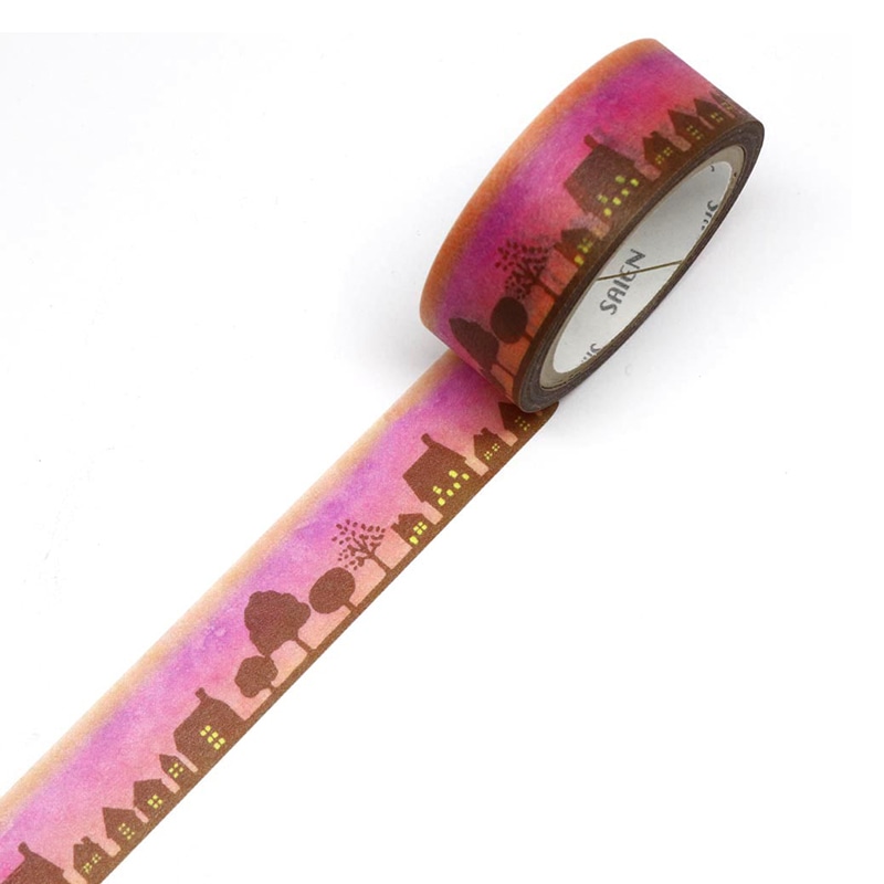 カミイソ産商 SAIEN マスキングテープ 田村美紀 ちぎり絵 5柄セット しぜん UR-2011 1巻(ご注文単位1巻)【直送品】