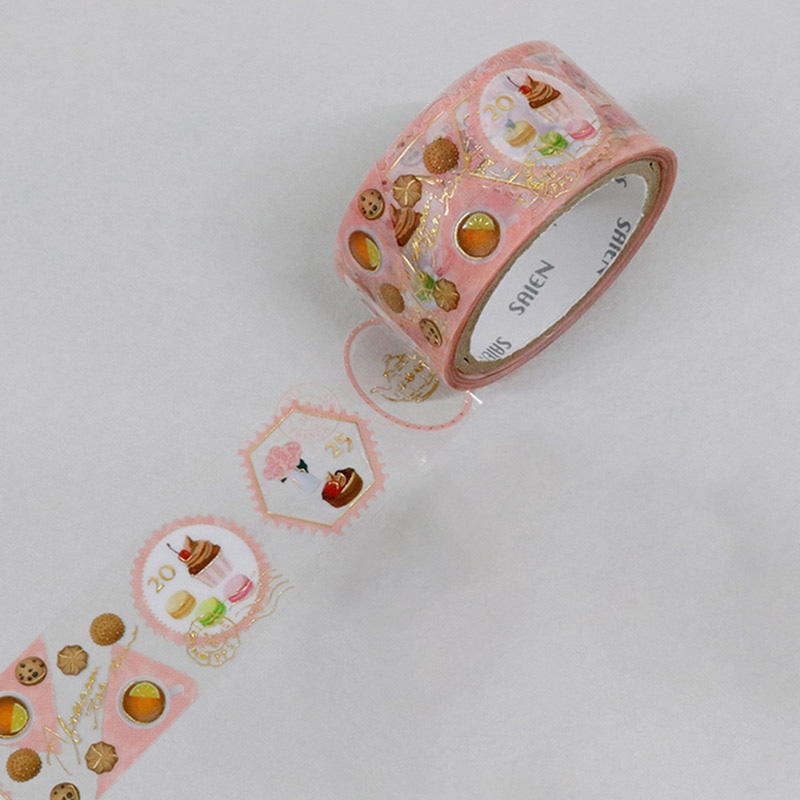 カミイソ産商 SAIEN クリアテープ Stamp story Tea party HR-1012 1巻(ご注文単位1巻)【直送品】