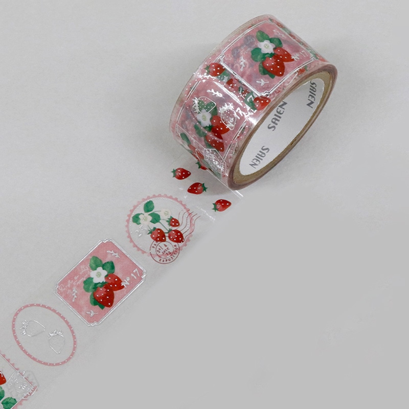 カミイソ産商 SAIEN クリアテープ Stamp story いちご HR-1016 1巻(ご注文単位1巻)【直送品】