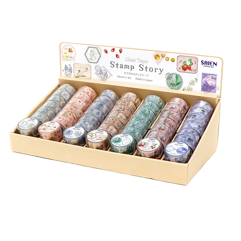 カミイソ産商 SAIEN クリアテープ 什器セット Stamp story 56巻 TR-2044 1セット(ご注文単位1セット)【直送品】