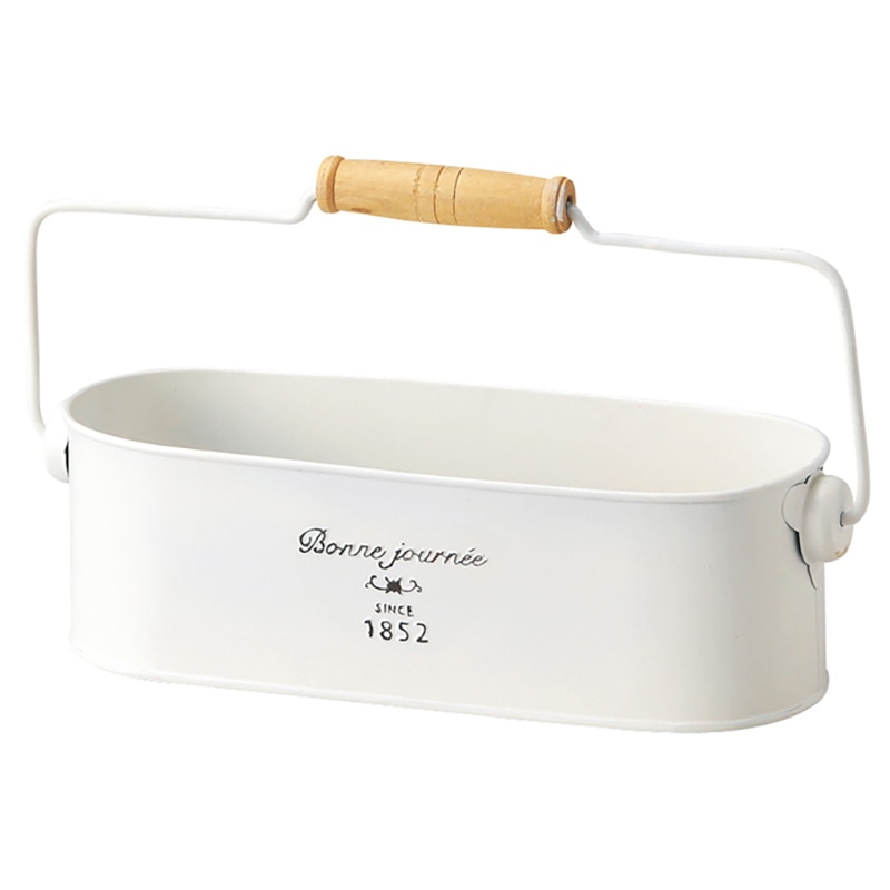 ケー・イー・アイ ブリキポット ナチュラルブリキポット 手付き楕円 S ホワイト 3143-B 1個(ご注文単位3個)【直送品】