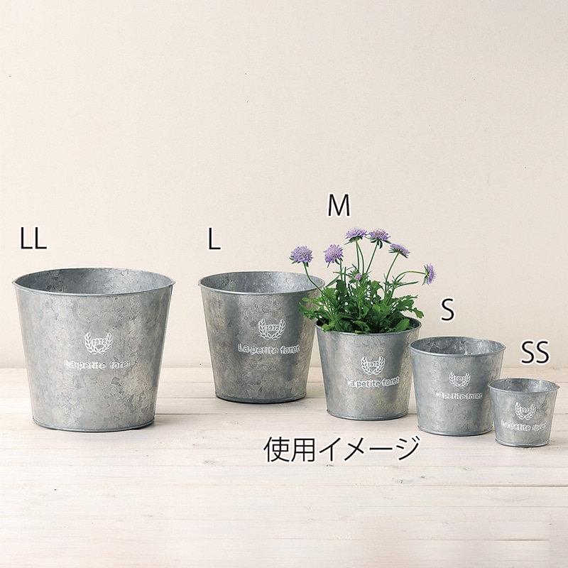 ケー・イー・アイ ブリキポット フレンチシルバーブリキ ラウンド M 3389-C 1個(ご注文単位4個)【直送品】