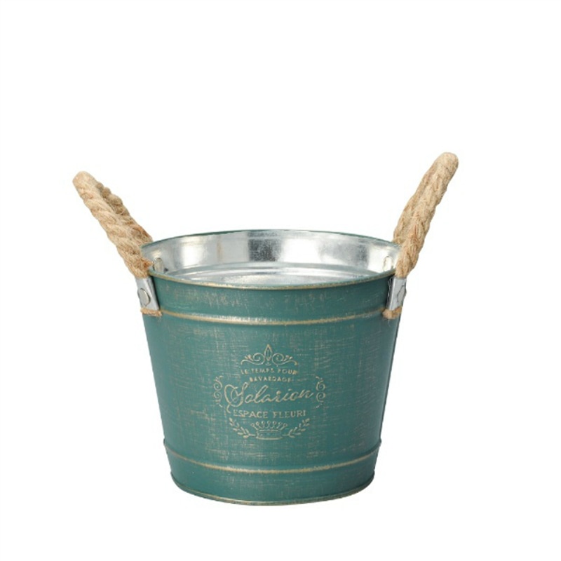 ケー・イー・アイ ブリキポット　グレイスフルブリキ ラウンド　M　グリーン 4358-C 1個（ご注文単位3個）【直送品】