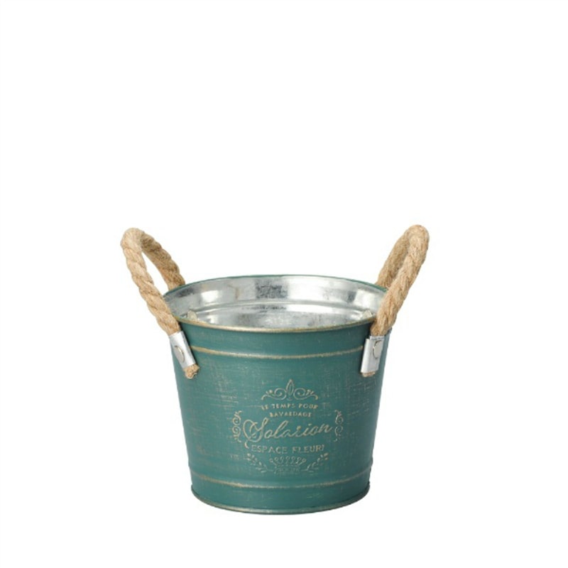 ケー・イー・アイ ブリキポット　グレイスフルブリキ ラウンド　S　グリーン 4358-D 1個（ご注文単位4個）【直送品】