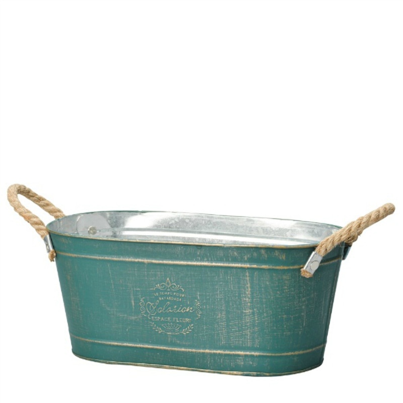 ケー・イー・アイ ブリキポット グレイスフルブリキ オーバル M グリーン 4359-A 1個(ご注文単位2個)【直送品】