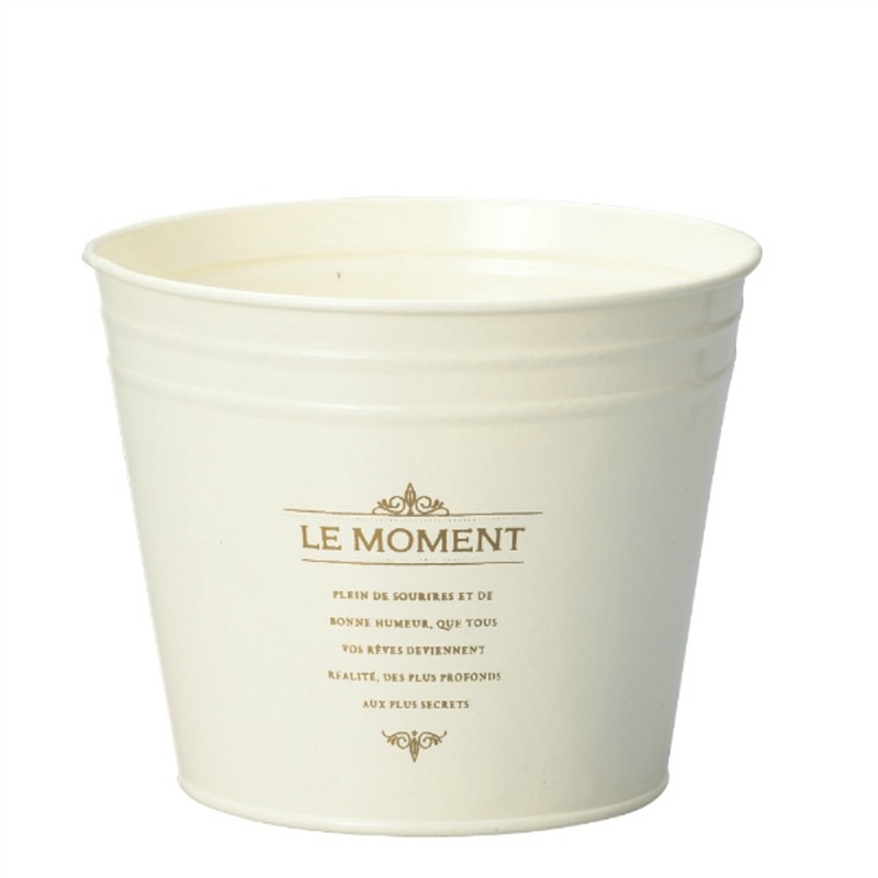 ケー・イー・アイ スタイリッシュブリキポット ラウンド　Lアイボリー 4362-B-AI 1個（ご注文単位4個）【直送品】