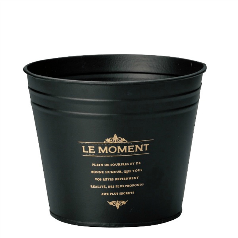 ケー・イー・アイ スタイリッシュブリキポット ラウンド　Lブラック 4362-B-BK 1個（ご注文単位4個）【直送品】