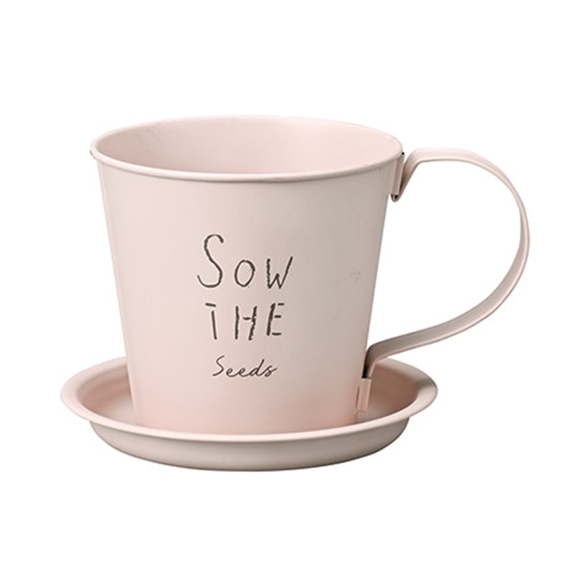 ケー・イー・アイ ブリキポット　ティーカップ ピンクベージュ 4420-PB 1個（ご注文単位2個）【直送品】