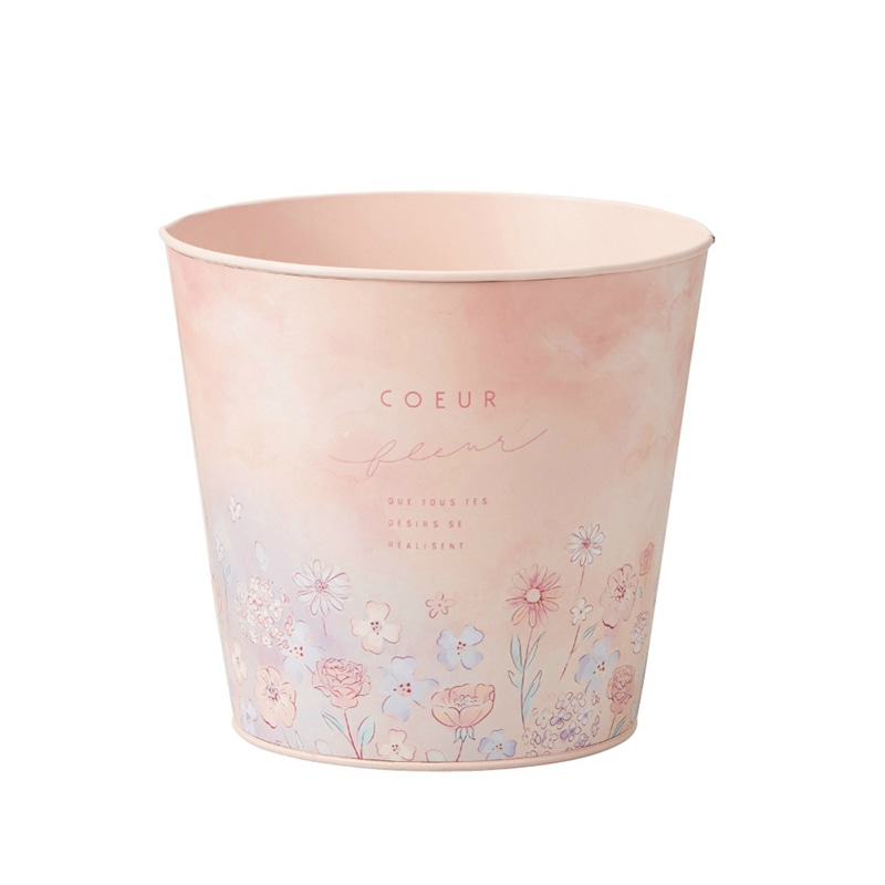 ケー・イー・アイ ブリキポット 水彩ボタニカル ラウンド LL ピンク 4847-A-PK 1個(ご注文単位2個)【直送品】